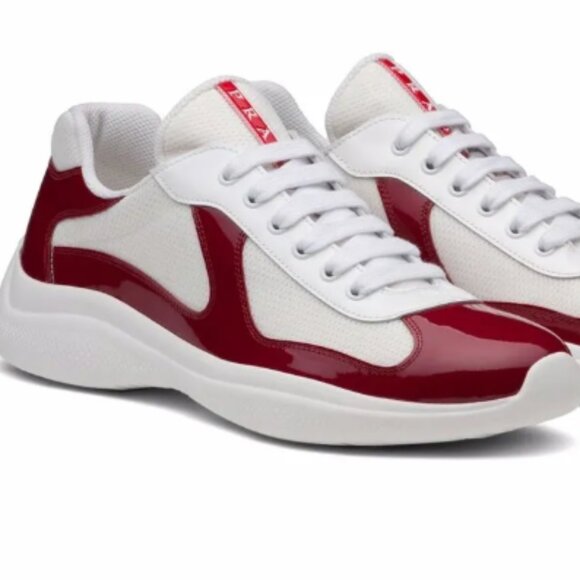 Prada Men Prada Men\'s Patent Leather / Technical Fabric America\'s Cup Sneakers NEW IN BOX